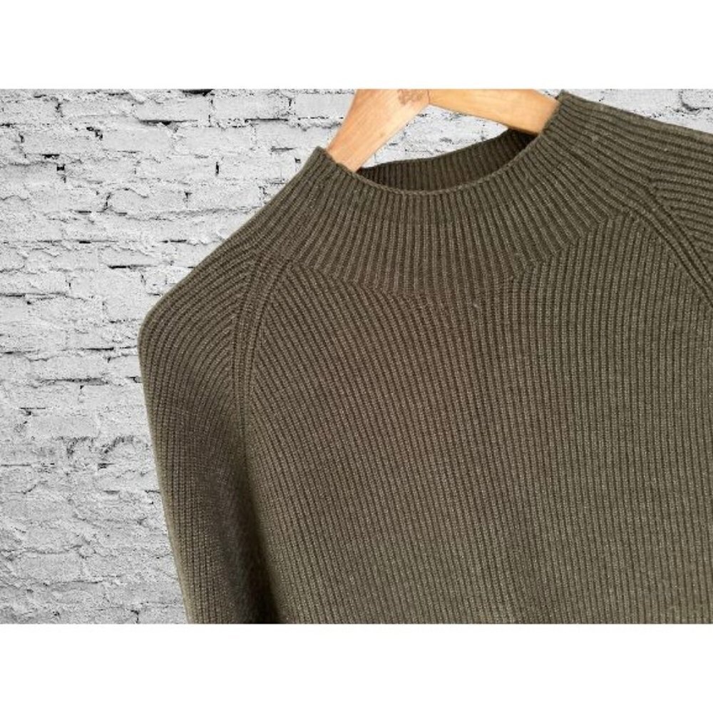 Vila Milano Knitted Sweater Crewneck Ribbed Olive Green Size Large